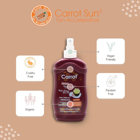 Carrot Sun Tan Accelerator Cocoa Butter Oil with and L-Tyrosine - Picture 3 of 6